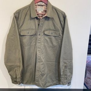 LL BEAN MEN'S FLANNEL LINED WORK SHIRT, SIZE L,